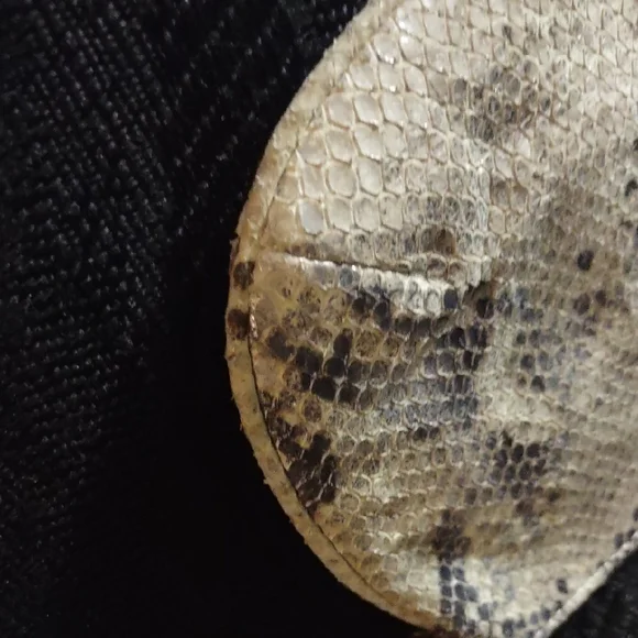 Coach Kristen Cream and Black Embossed Python Snakeskin Wristlet - Picture 7 of 10